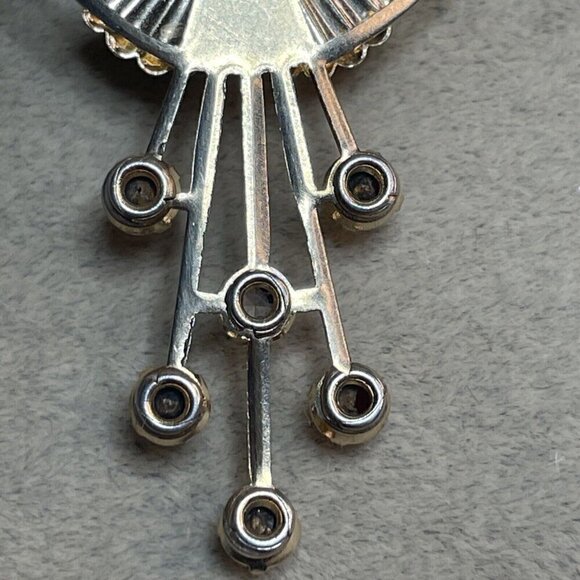 Beautiful Gold Tone Brooch With Red And Clear Rhinestones. Vintage - Picture 6 of 7